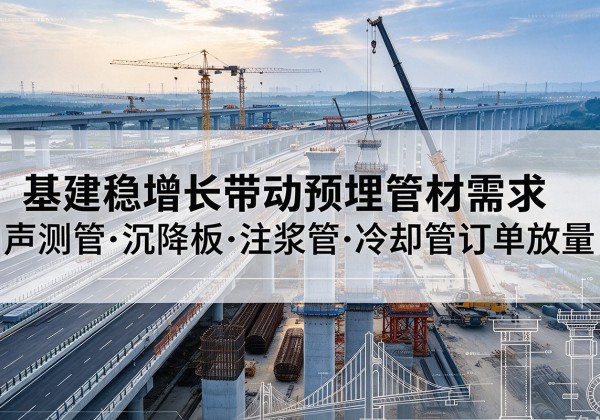 九龙坡区基建稳增长带动预埋监测管材需求，声测管、沉降板、注浆管订单持续放量